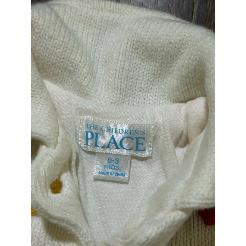 VTG The Children's Place Girls 0-3 Month Cardigan Sweater Jacket White Floral